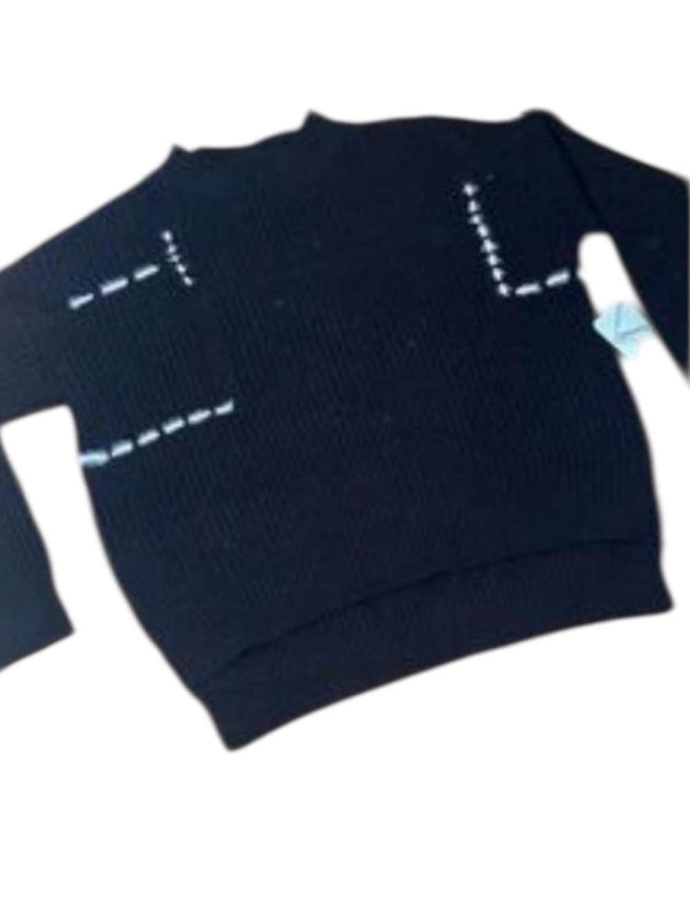 Women’s Black Knit Crew Neck Sweater w/ White Accents!!! Size M